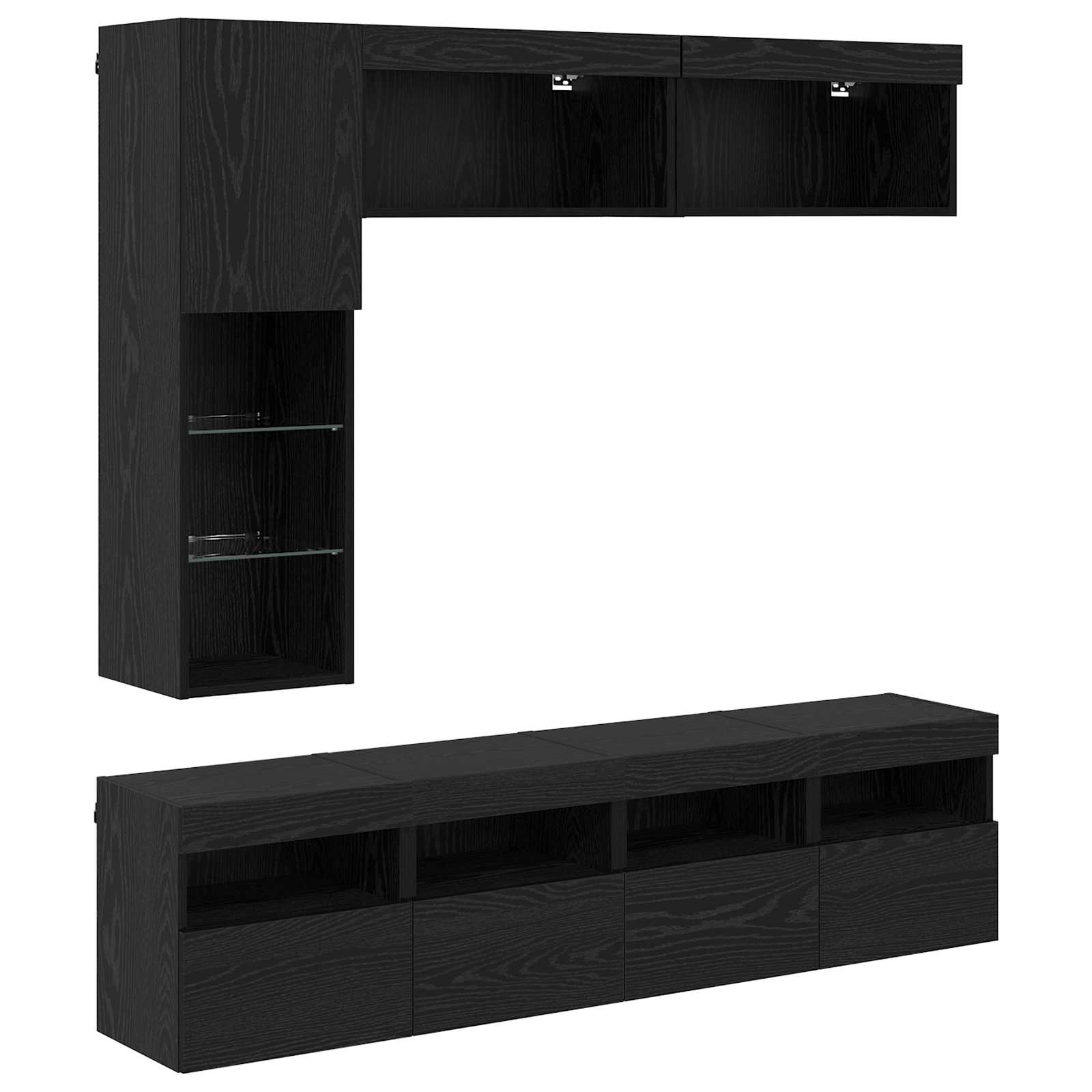 Meuble TV avec LED 7 pcs Chêne noir Bois d'ingénierie - XIOS