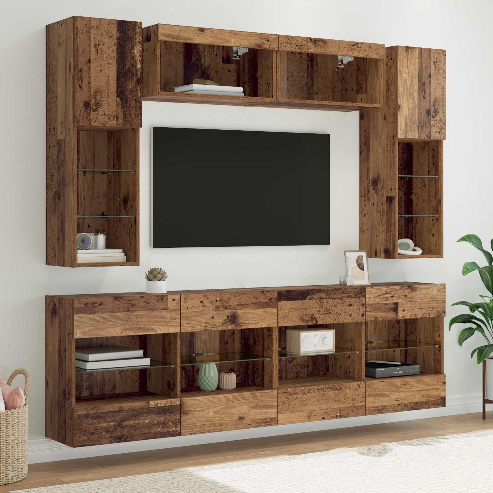 Ensemble de meuble TV mural 6 pcs Bois ancien Bois d’ingénierie - XIOS