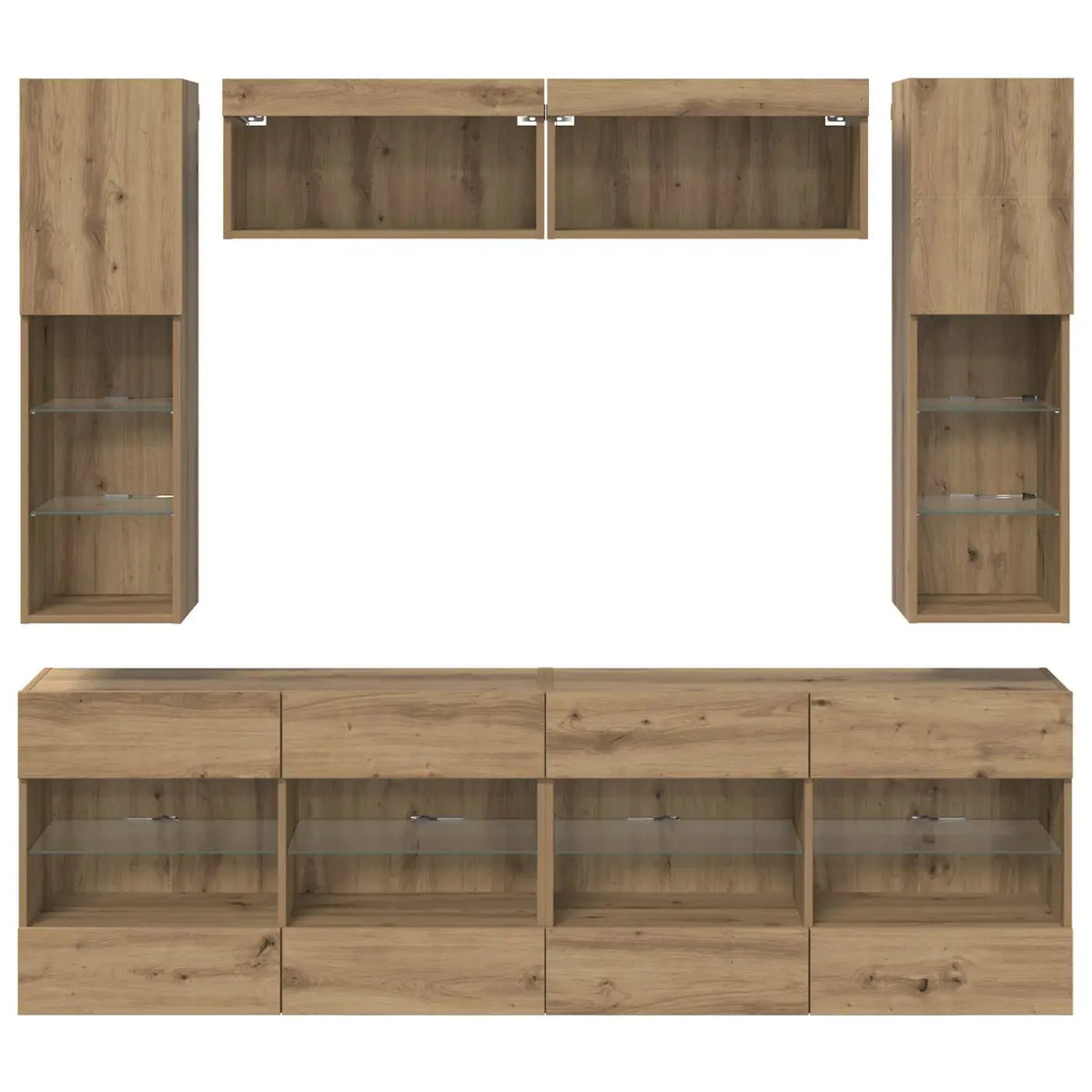 Ensemble de meuble TV mural 6 pc Chêne Artisanal - XIOS