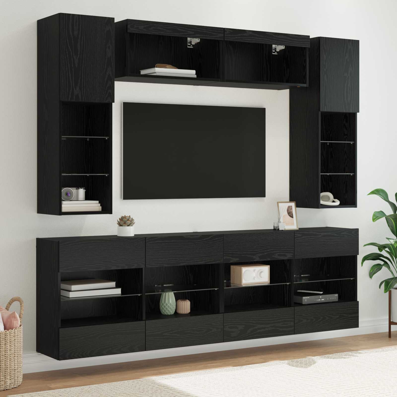 Ensemble de meuble TV mural 6 pcs Chêne Noir Bois d’ingénierie - XIOS