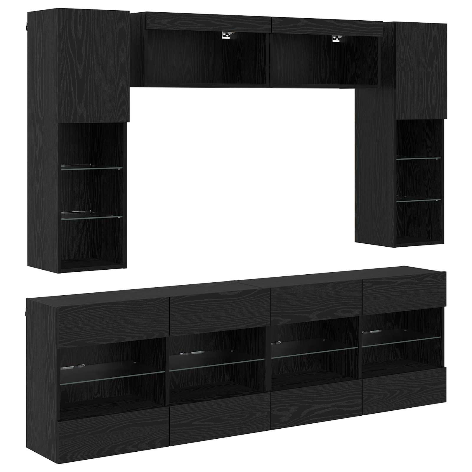 Ensemble de meuble TV mural 6 pcs Chêne Noir Bois d’ingénierie - XIOS
