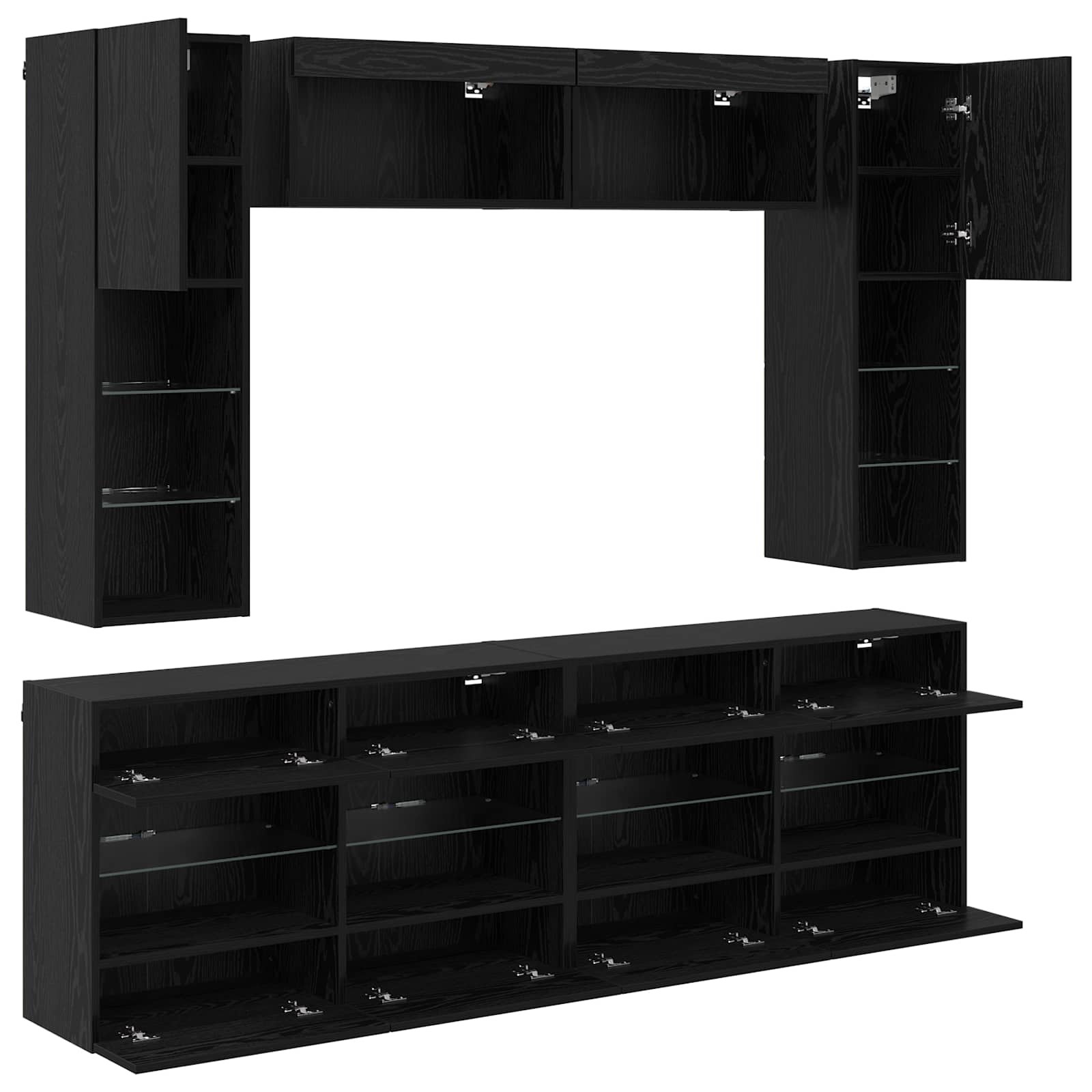 Ensemble de meuble TV mural 6 pcs Chêne Noir Bois d’ingénierie - XIOS