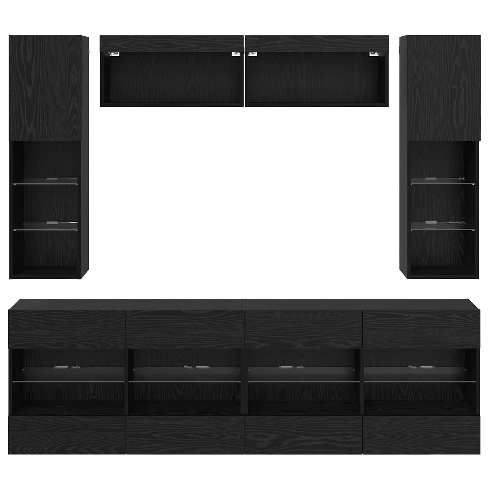 Ensemble de meuble TV mural 6 pcs Chêne Noir Bois d’ingénierie - XIOS