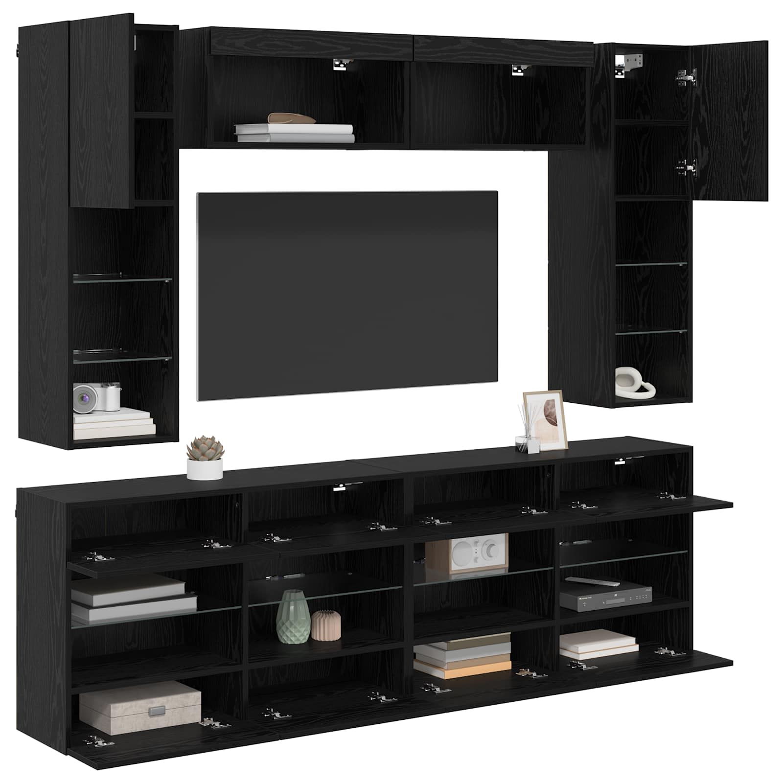 Ensemble de meuble TV mural 6 pcs Chêne Noir Bois d’ingénierie - XIOS