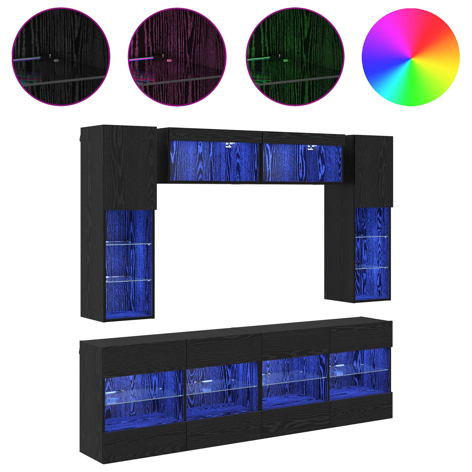 Ensemble de meuble TV mural 6 pcs Chêne Noir Bois d’ingénierie - XIOS