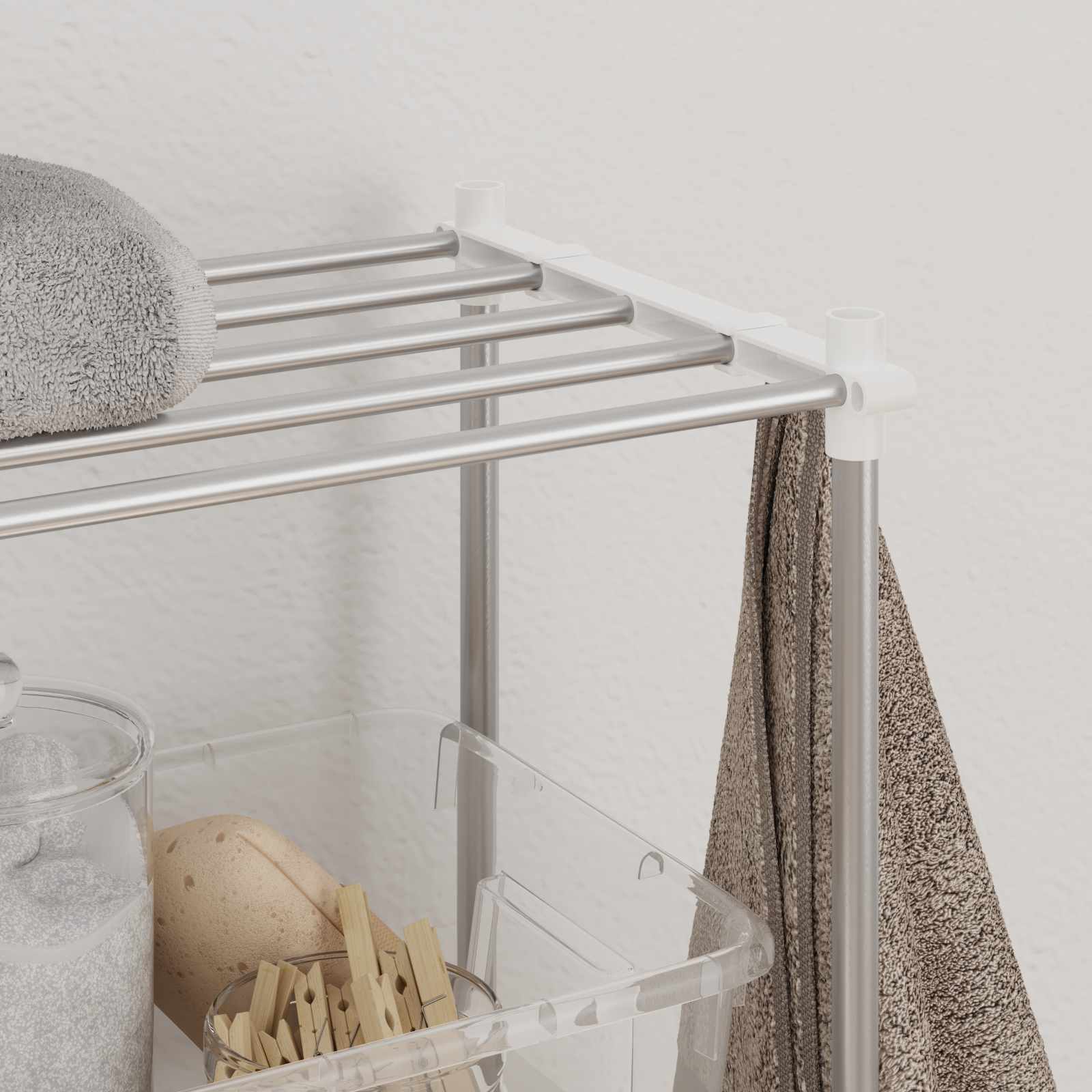 Étagère pour machine à laver Blanc 70 x 27 x 136 cm Aluminium - XIOS