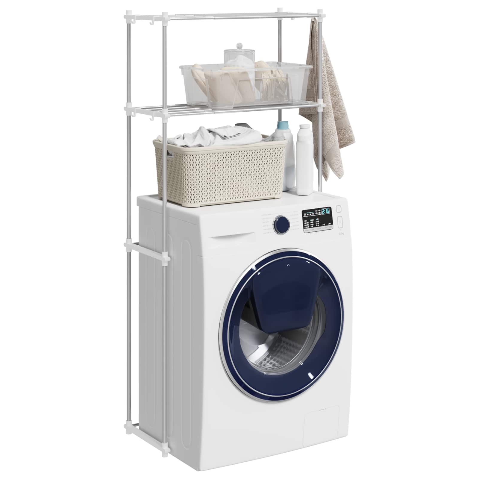 Étagère pour machine à laver Blanc 70 x 27 x 136 cm Aluminium - XIOS