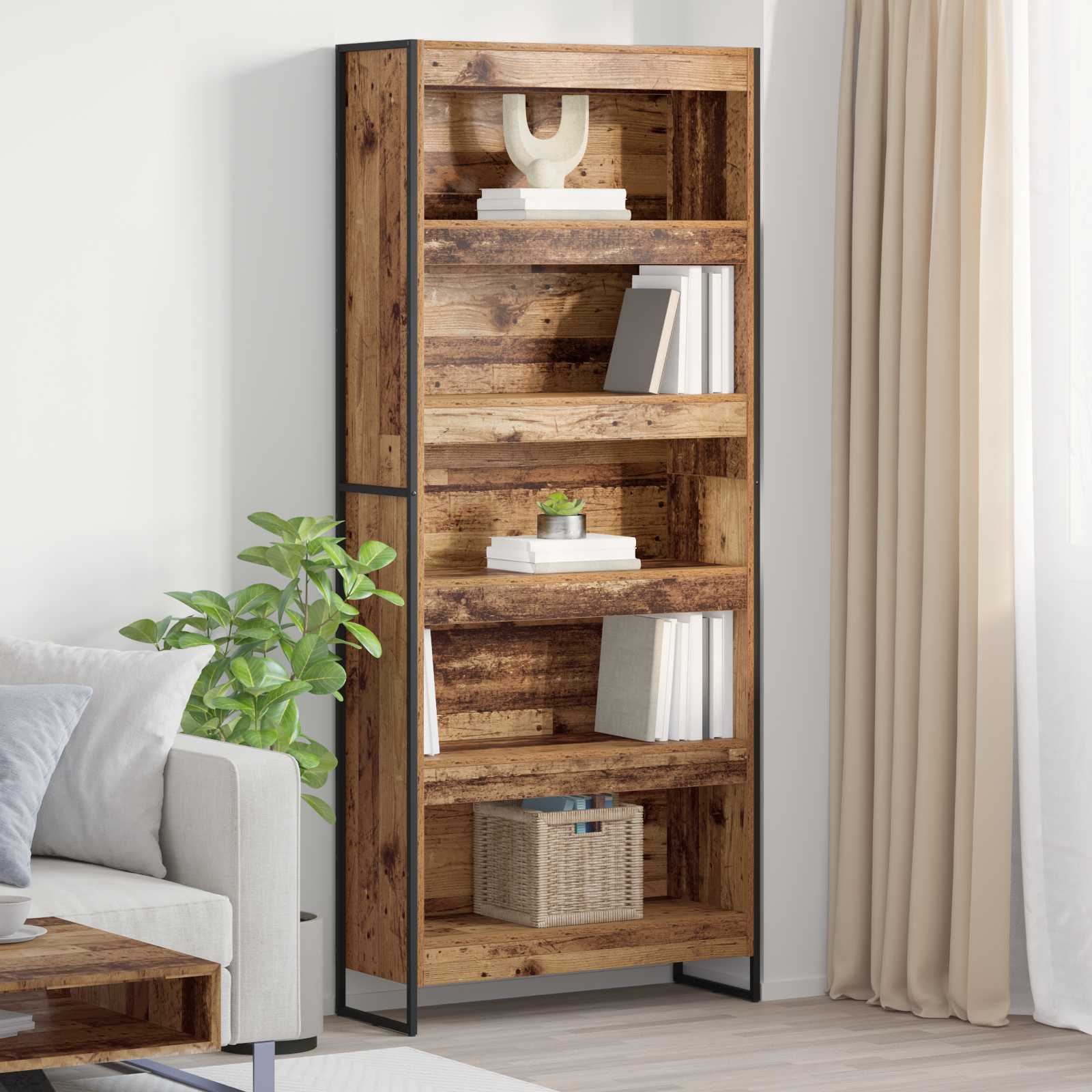 Bibliothèque 80 x 30 x 189,5 cm Bois d'ingénierie Bois Ancien - XIOS