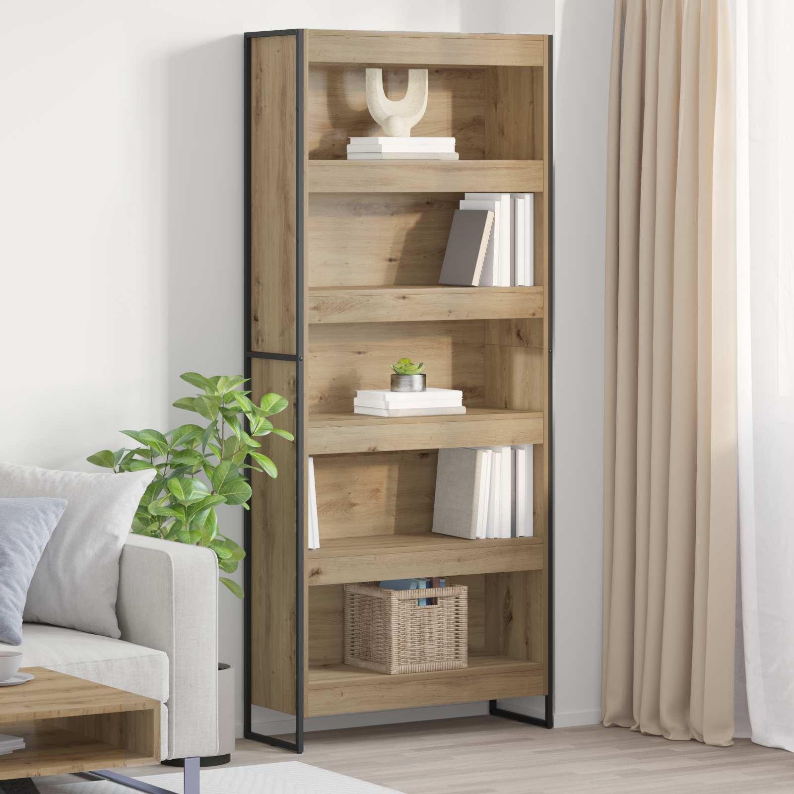 Bibliothèque 80 x 30 x 189,5 cm Bois d'ingénierie Chêne artisan - XIOS