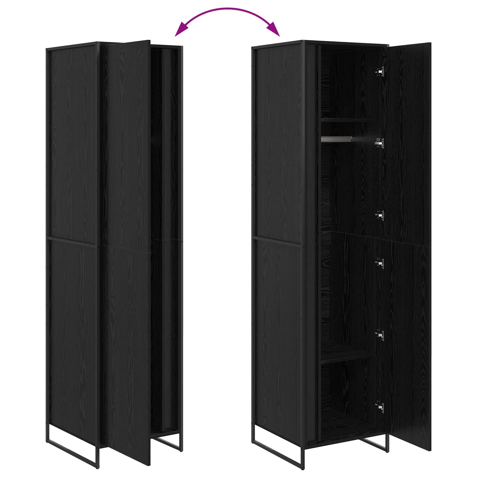 Garde-robe 2 pcs Chêne noir 50 x 50 x 200 cm Bois d'ingénierie - XIOS