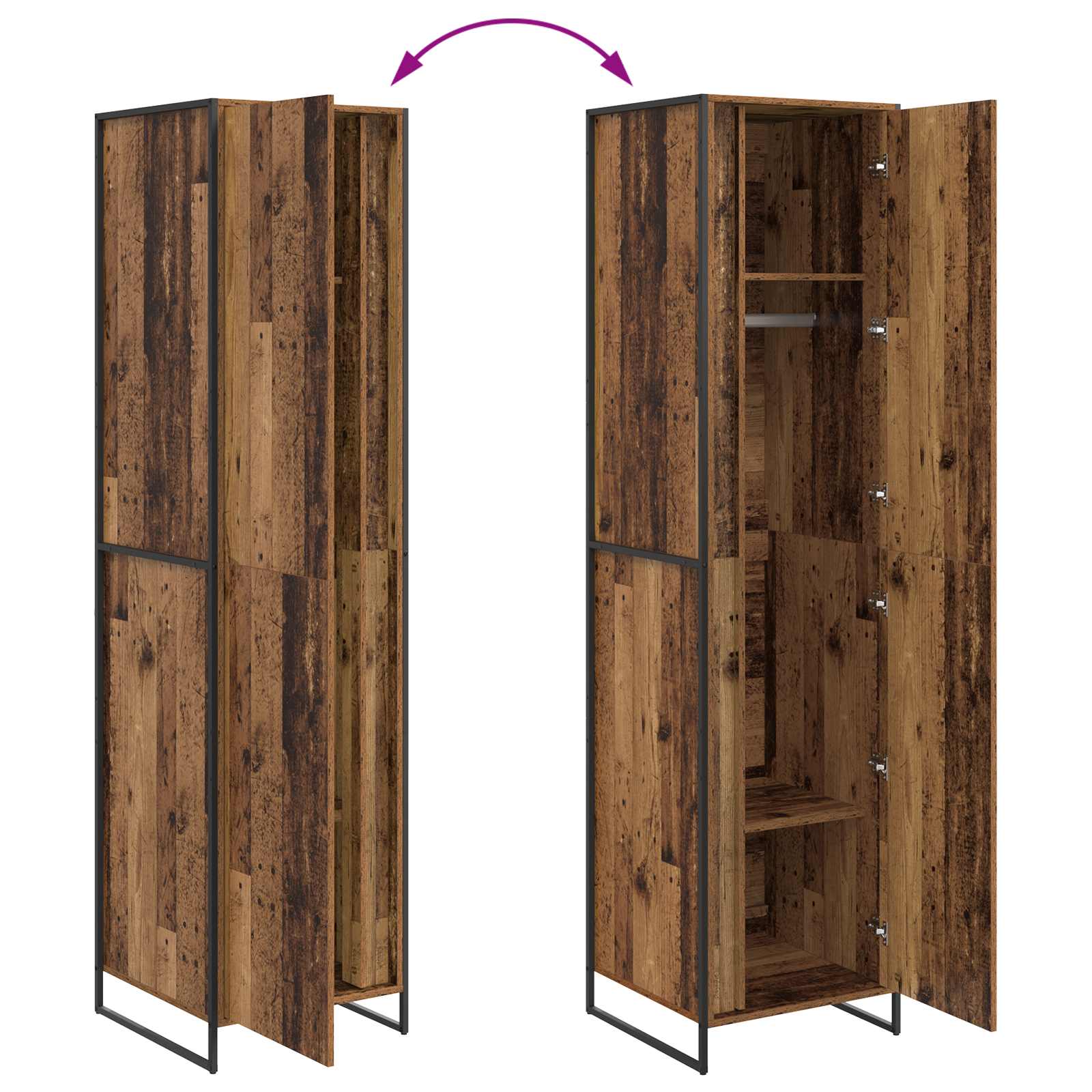 Garde-robe 2 pcs Bois Ancien 50 x 50 x 200 cm Bois d'ingénierie - XIOS