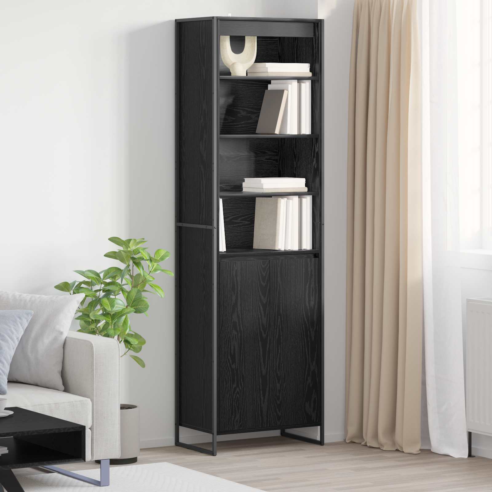 Armoires Hautes Chêne noir 60 x 36 x 200 cm Bois d'ingénierie