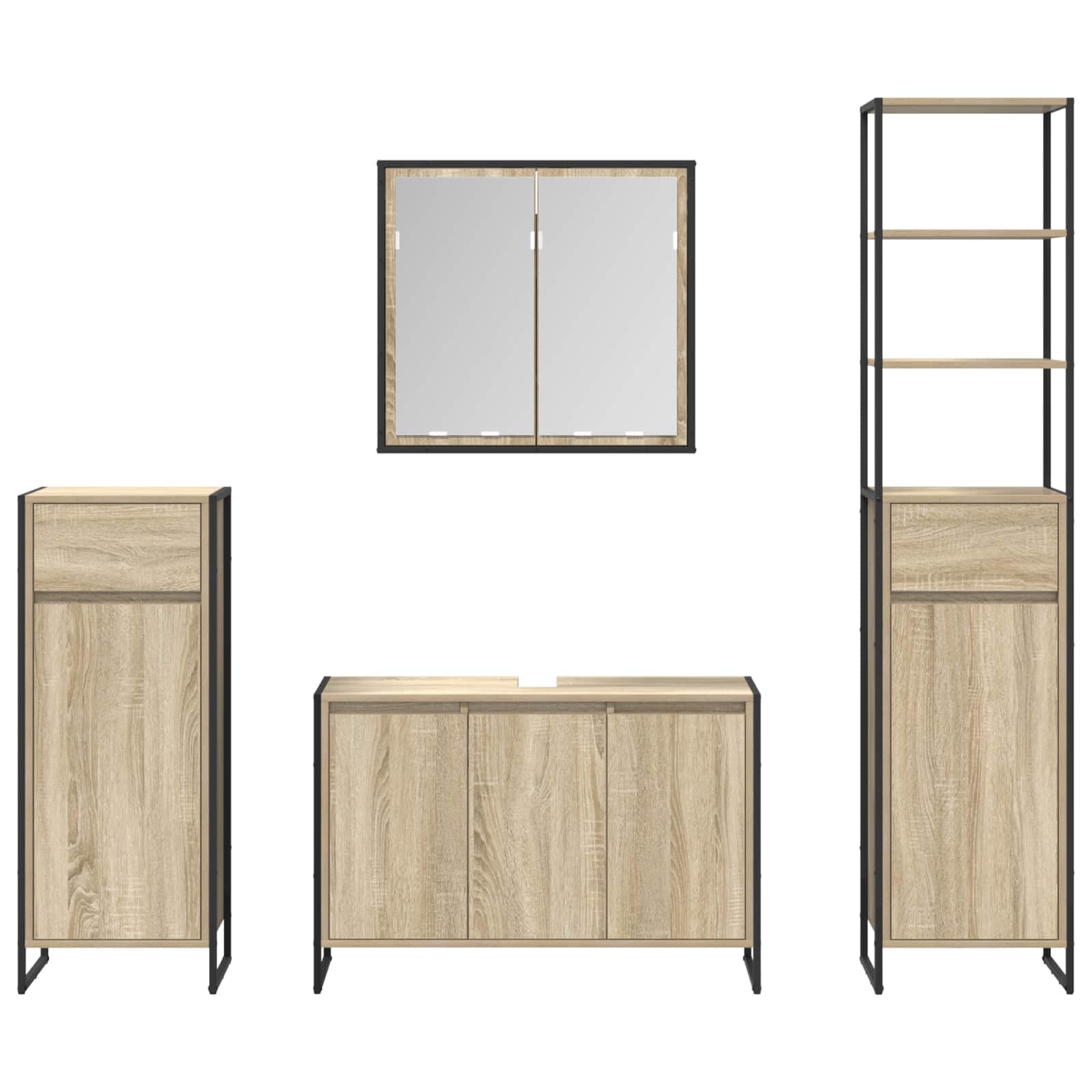 Ensemble de mobilier de salle de bain 4 pc Chêne Sonoma - XIOS