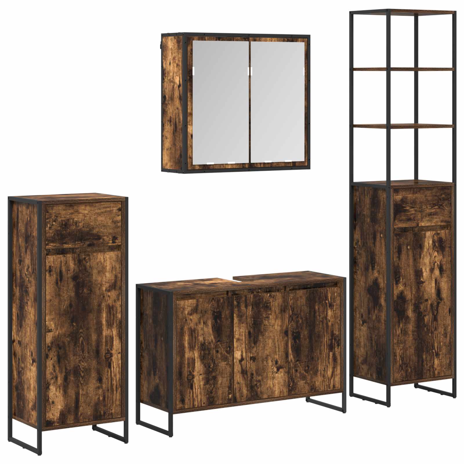 Ensemble de mobilier de salle de bain 4 pc Chêne fumé - XIOS