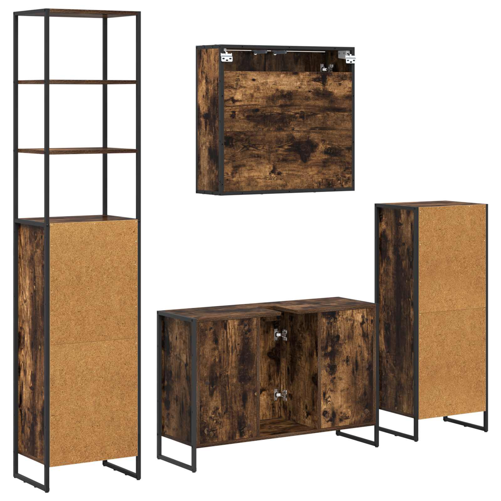 Ensemble de mobilier de salle de bain 4 pc Chêne fumé - XIOS