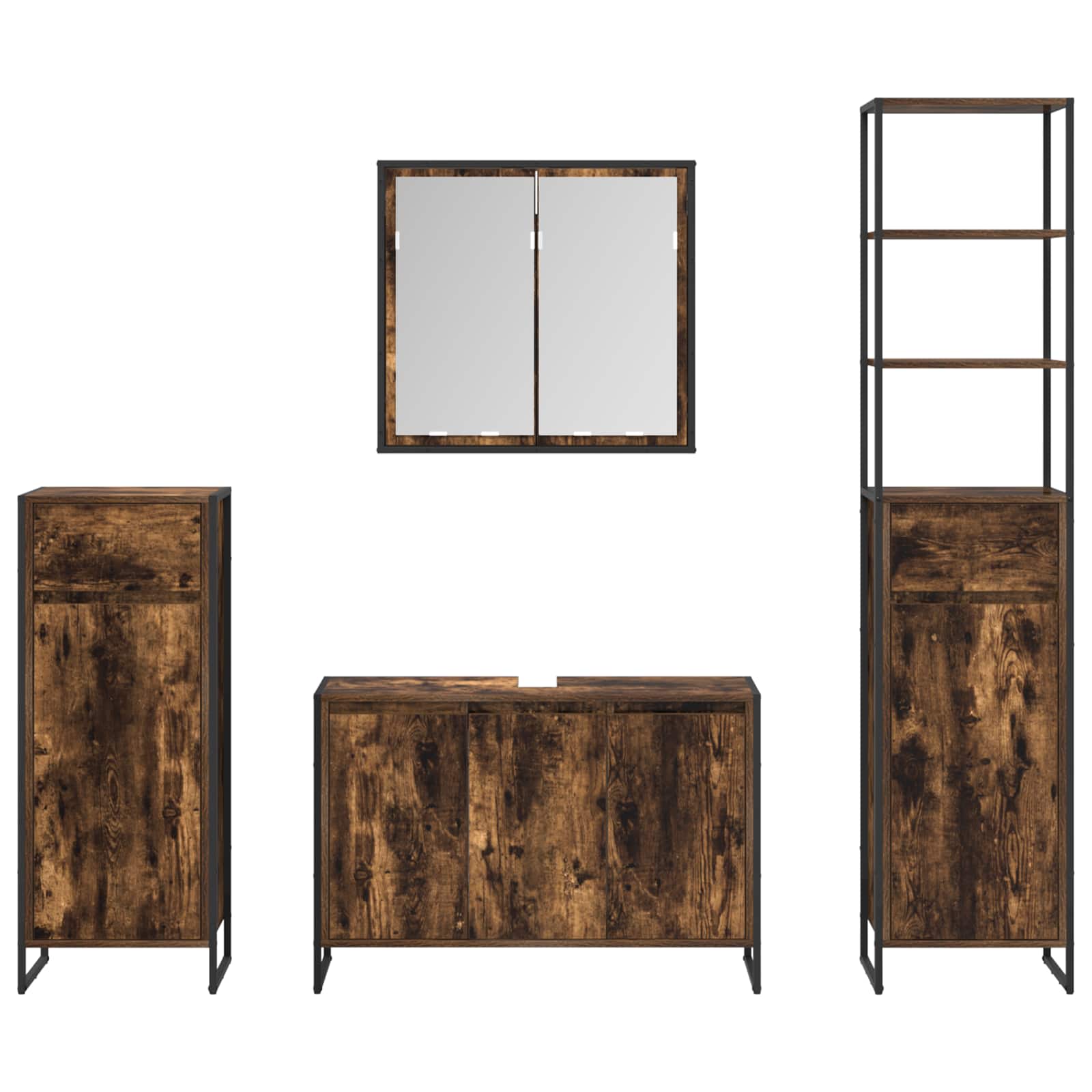 Ensemble de mobilier de salle de bain 4 pc Chêne fumé - XIOS