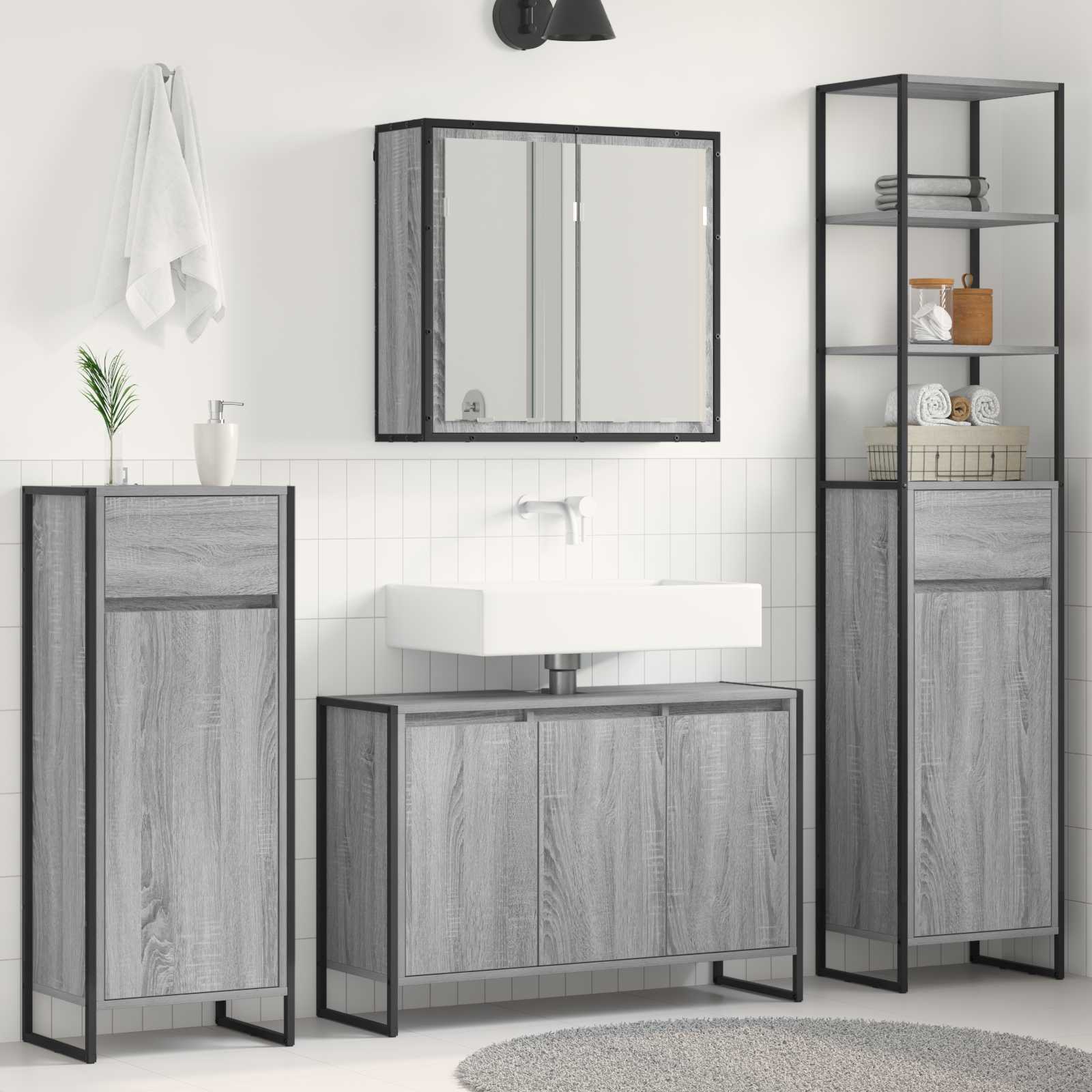 Ensemble de mobilier de salle de bain 4 pc Gris Sonoma - XIOS