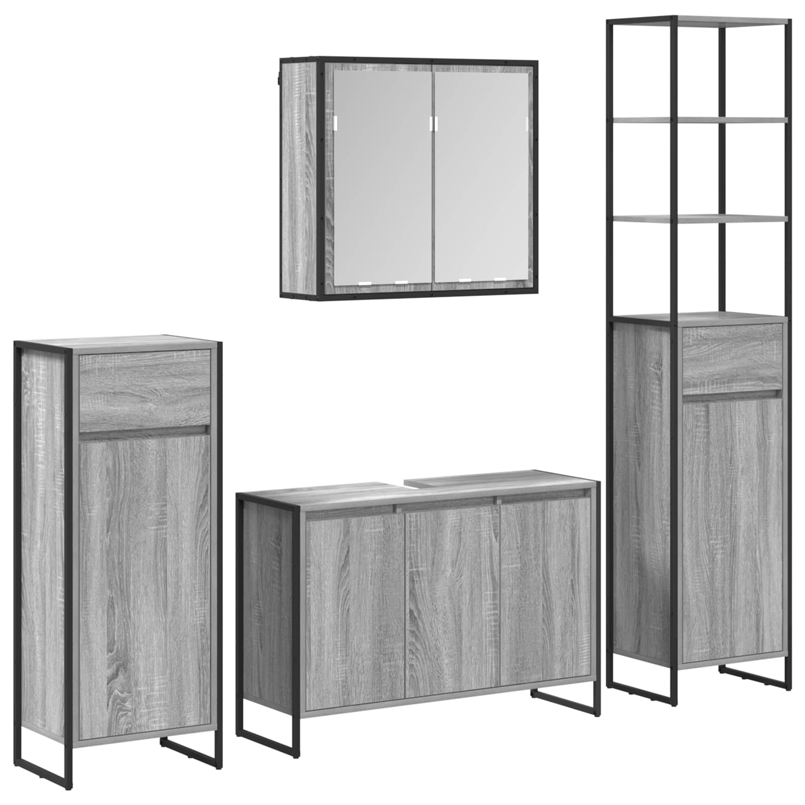 Ensemble de mobilier de salle de bain 4 pc Gris Sonoma - XIOS