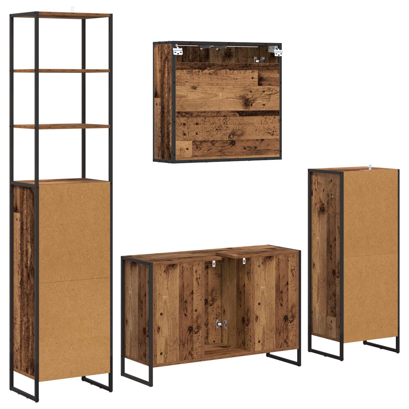Ensemble de mobilier de salle de bain 4 pièces Bois ancien