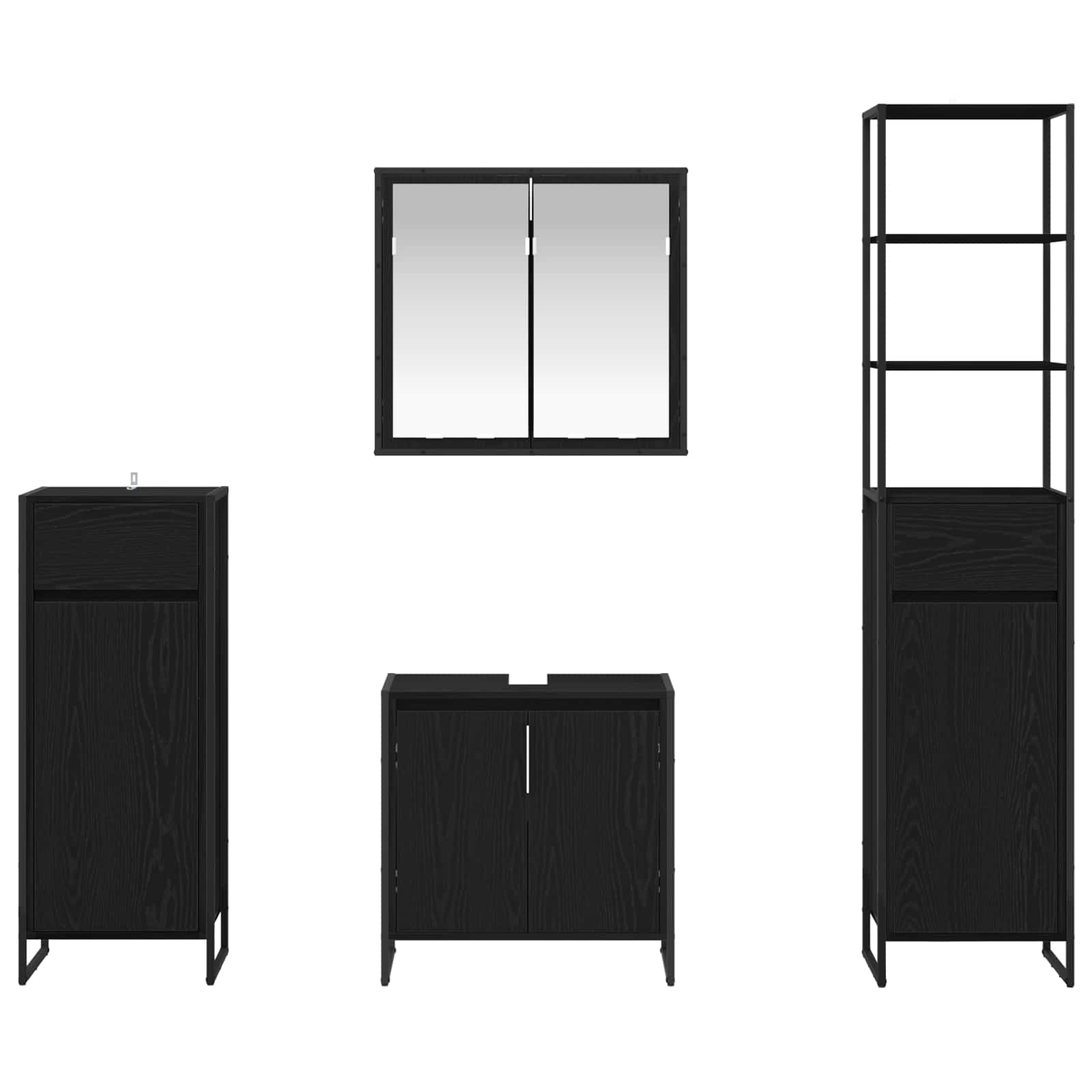 Ensemble de mobilier de salle de bain 4 pc Chêne noir - XIOS