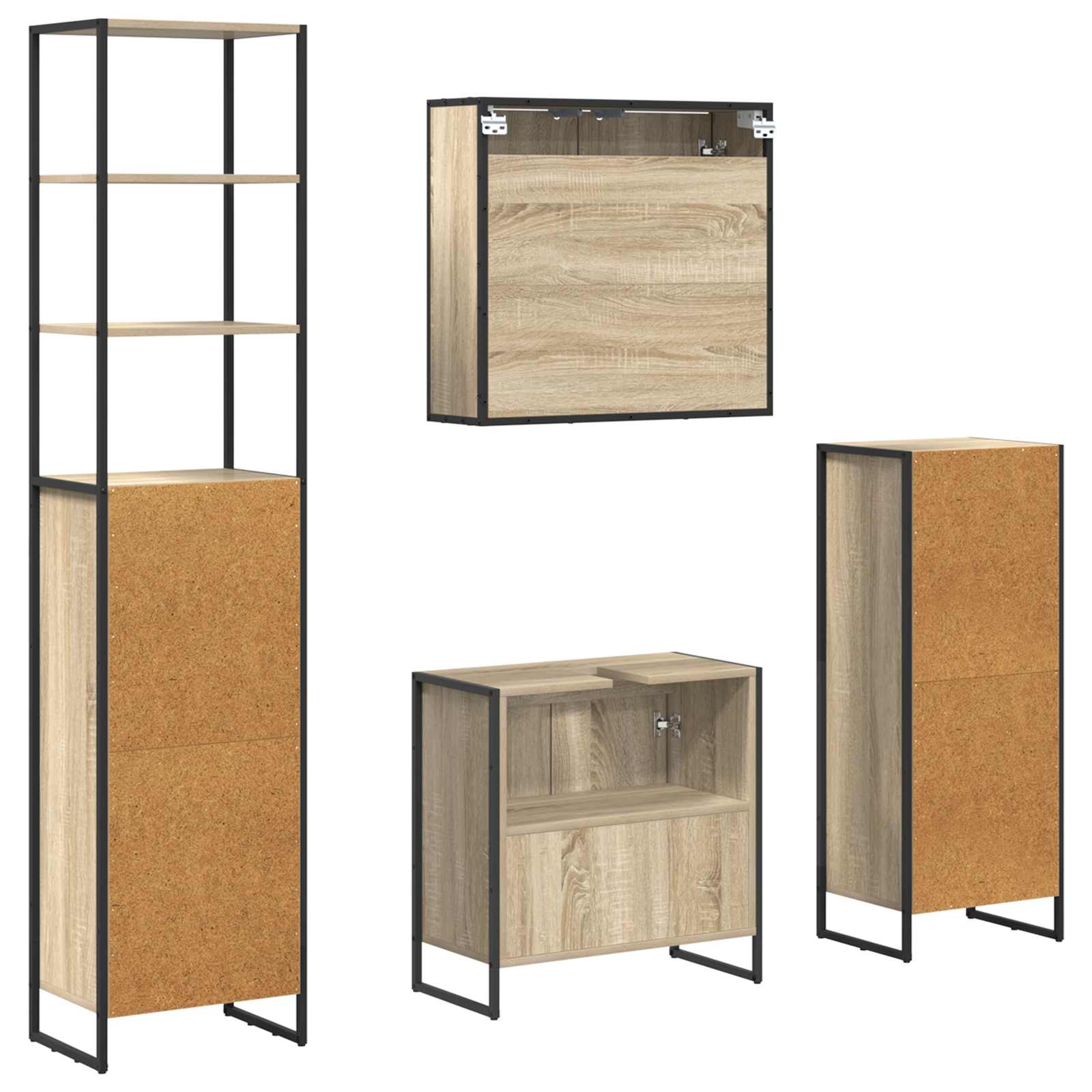 Ensemble de mobilier de salle de bain 4 pc Chêne Sonoma - XIOS