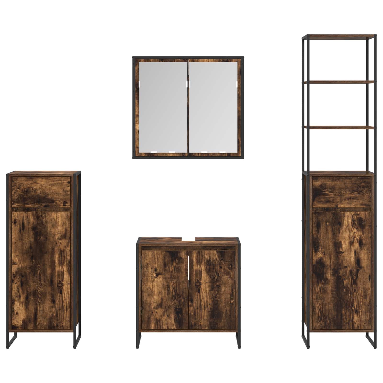 Ensemble de mobilier de salle de bain 4 pièces Chêne fumé