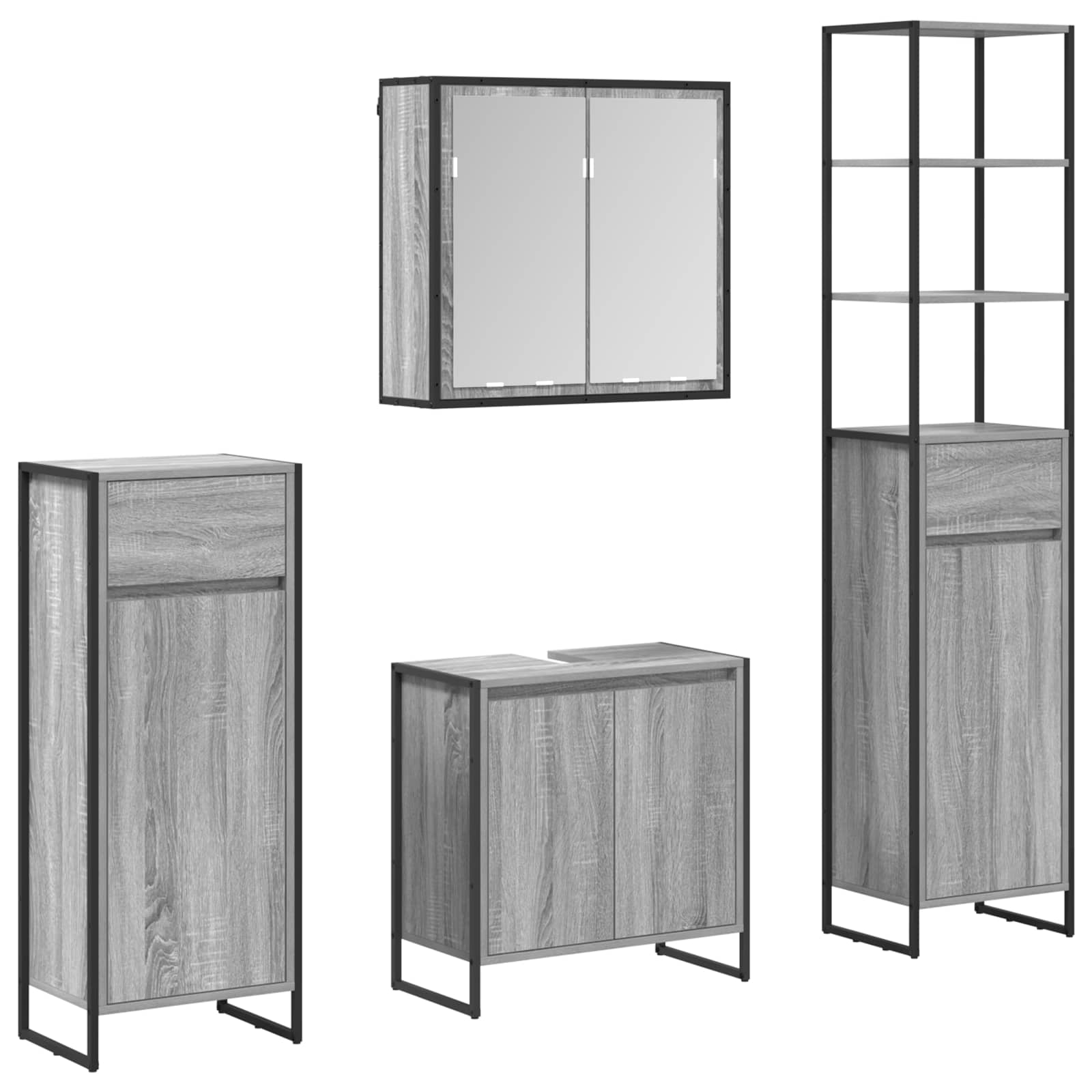 Ensemble de mobilier de salle de bain 4 pc Gris Sonoma - XIOS