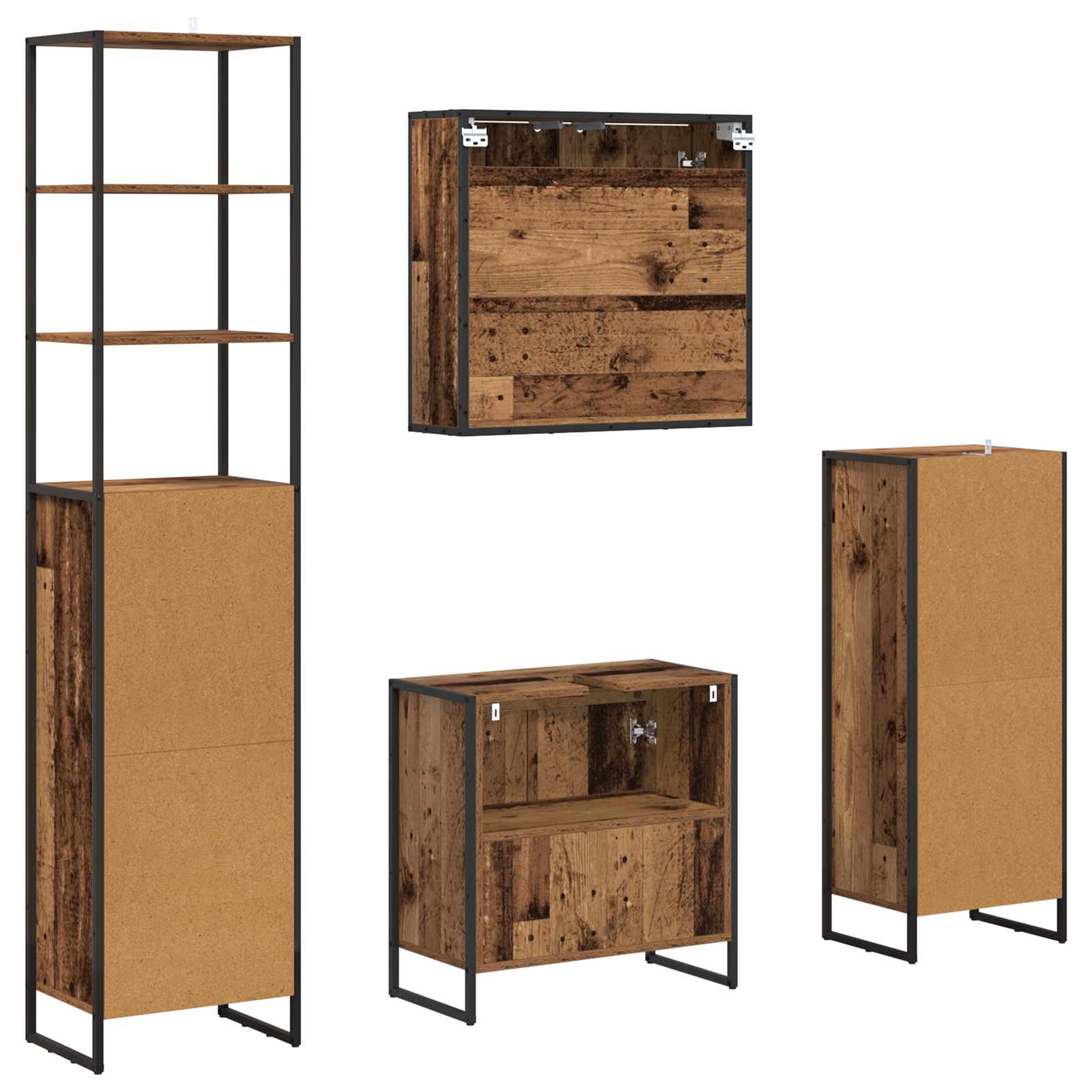 Ensemble de mobilier de salle de bain 4 pièces Bois ancien