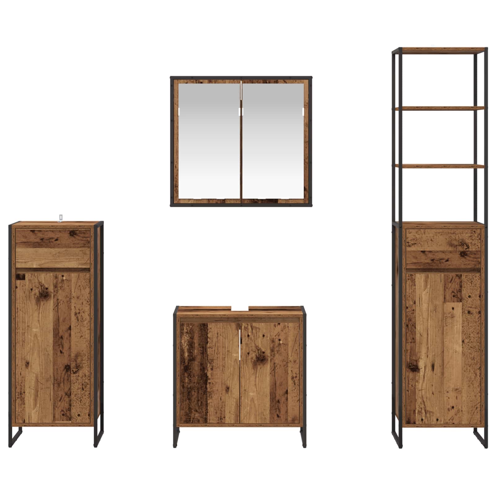 Ensemble de mobilier de salle de bain 4 pièces Bois ancien