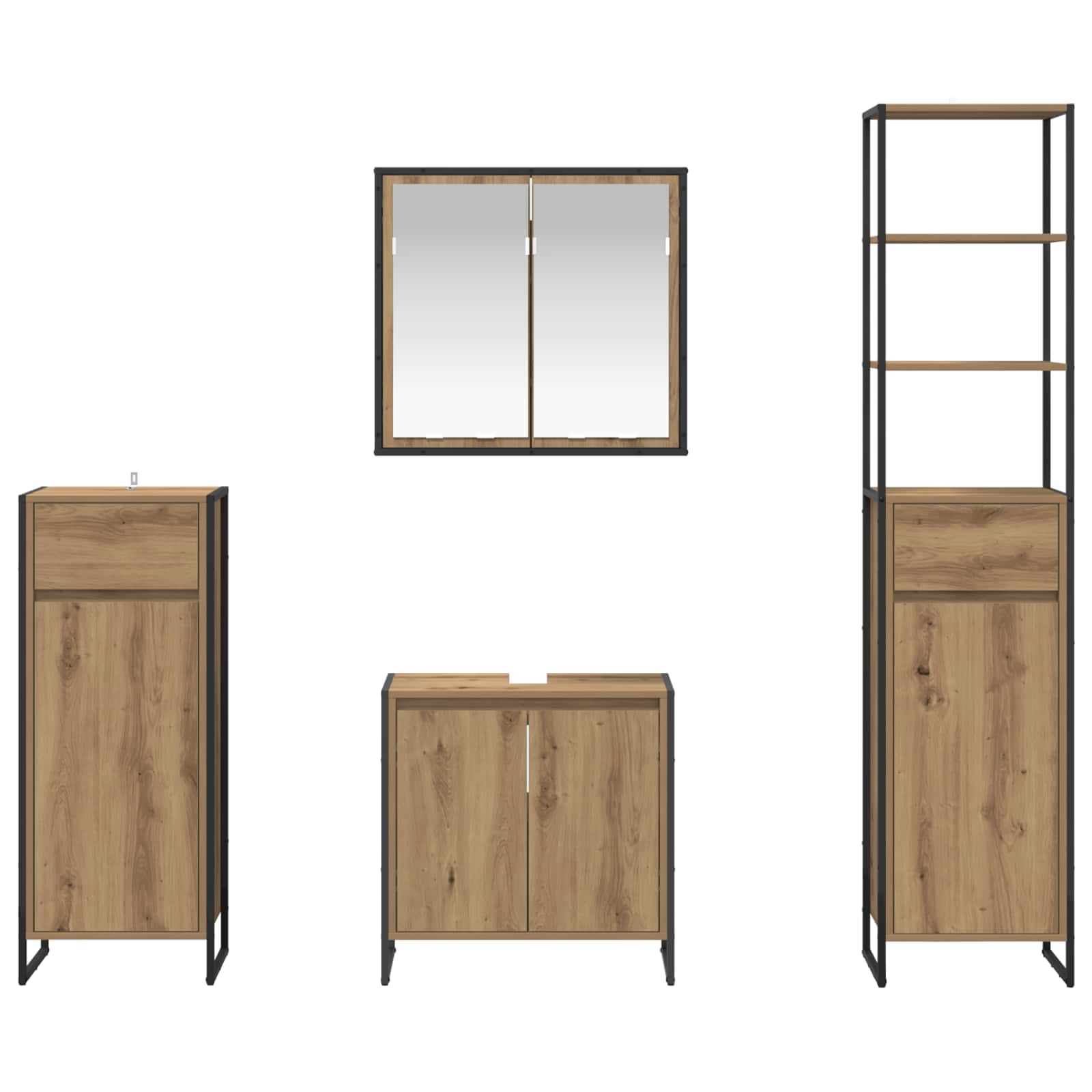 Ensemble de mobilier de salle de bain 4 pièces Chêne artisanal