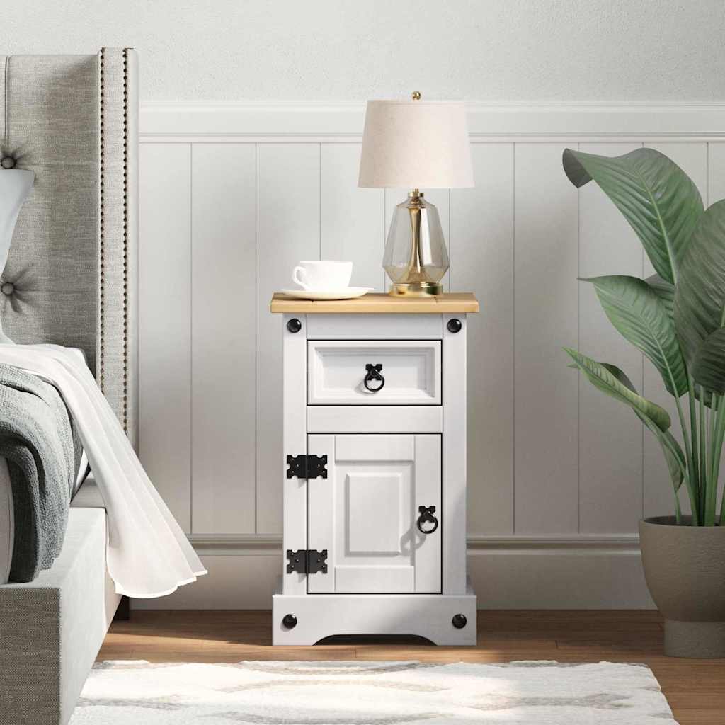 Table de chevet Corona Blanc 35 x 32,5 x 58 cm Pin massif - XIOS
