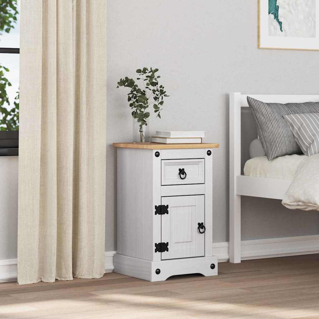 Table de chevet Corona Blanc 35 x 32,5 x 58 cm Pin massif - XIOS