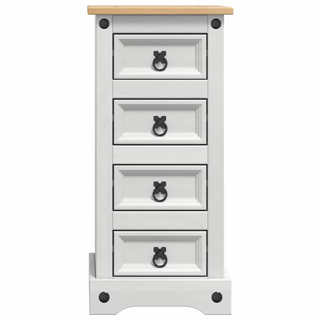 Table de chevet avec tiroir Blanc 35 x 32,5 x 74 cm Pin massif - XIOS