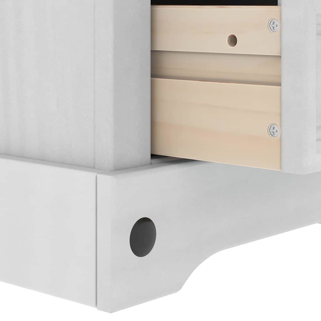Table de chevet avec tiroir Blanc 45 x 35 x 64 cm Pin massif - XIOS