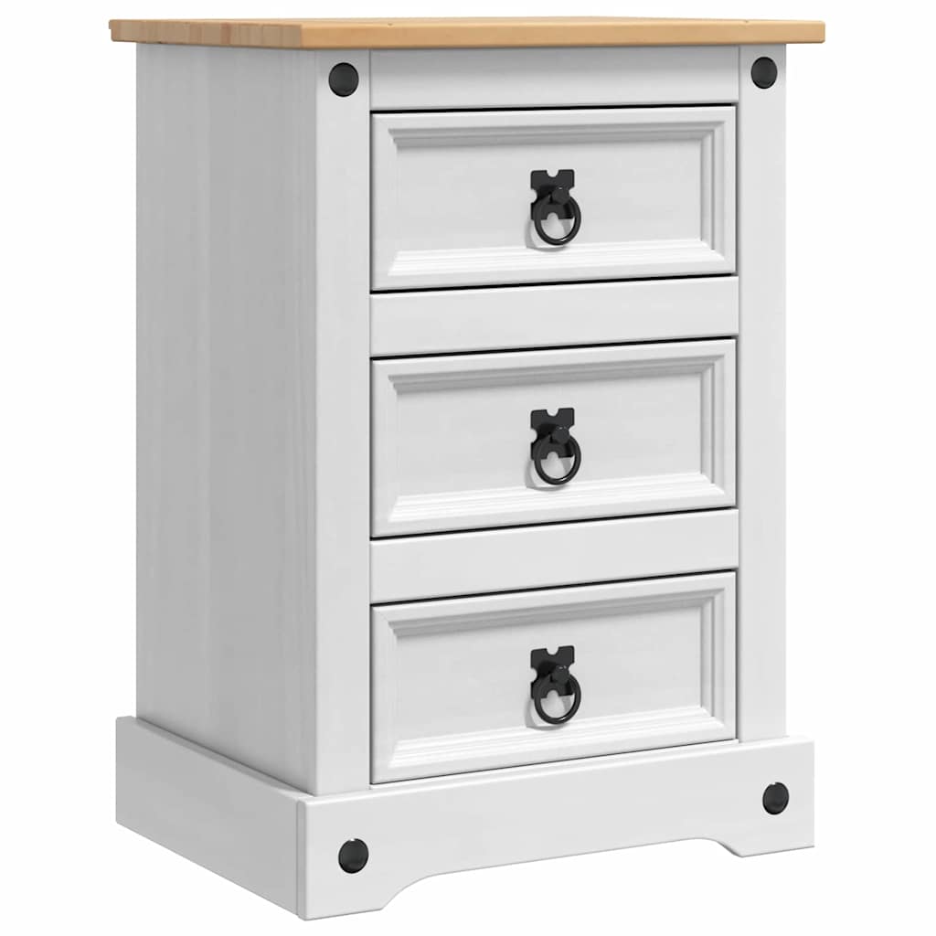Table de chevet avec tiroir Blanc 45 x 35 x 64 cm Pin massif - XIOS