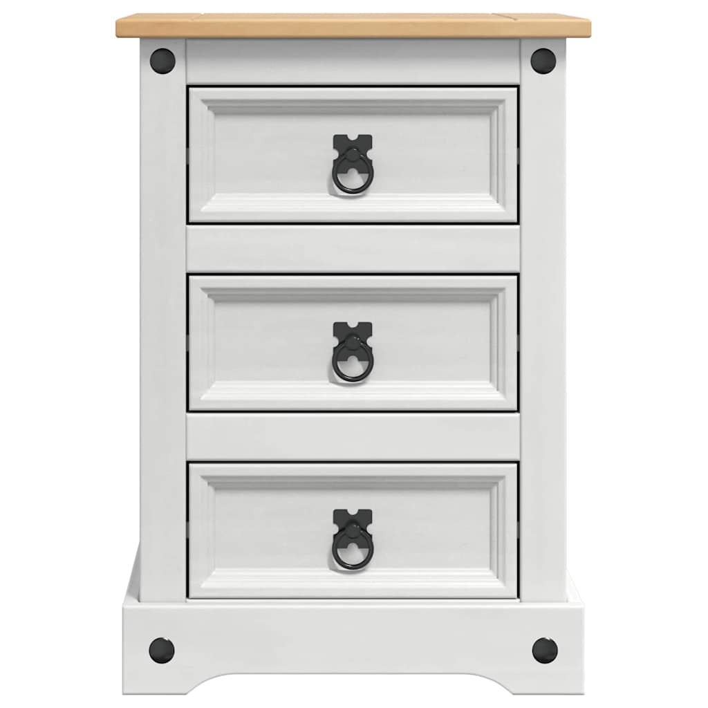 Table de chevet avec tiroir Blanc 45 x 35 x 64 cm Pin massif - XIOS
