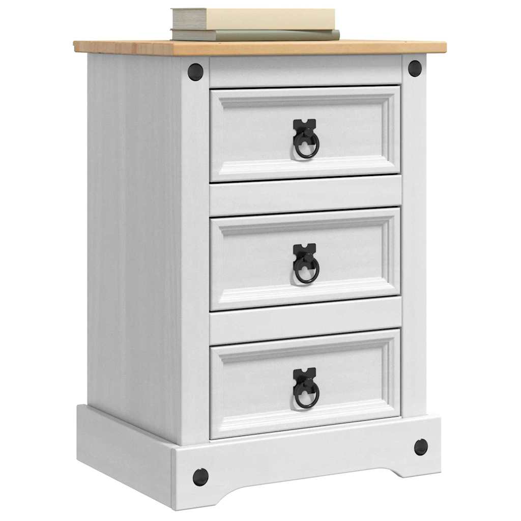 Table de chevet avec tiroir Blanc 45 x 35 x 64 cm Pin massif - XIOS