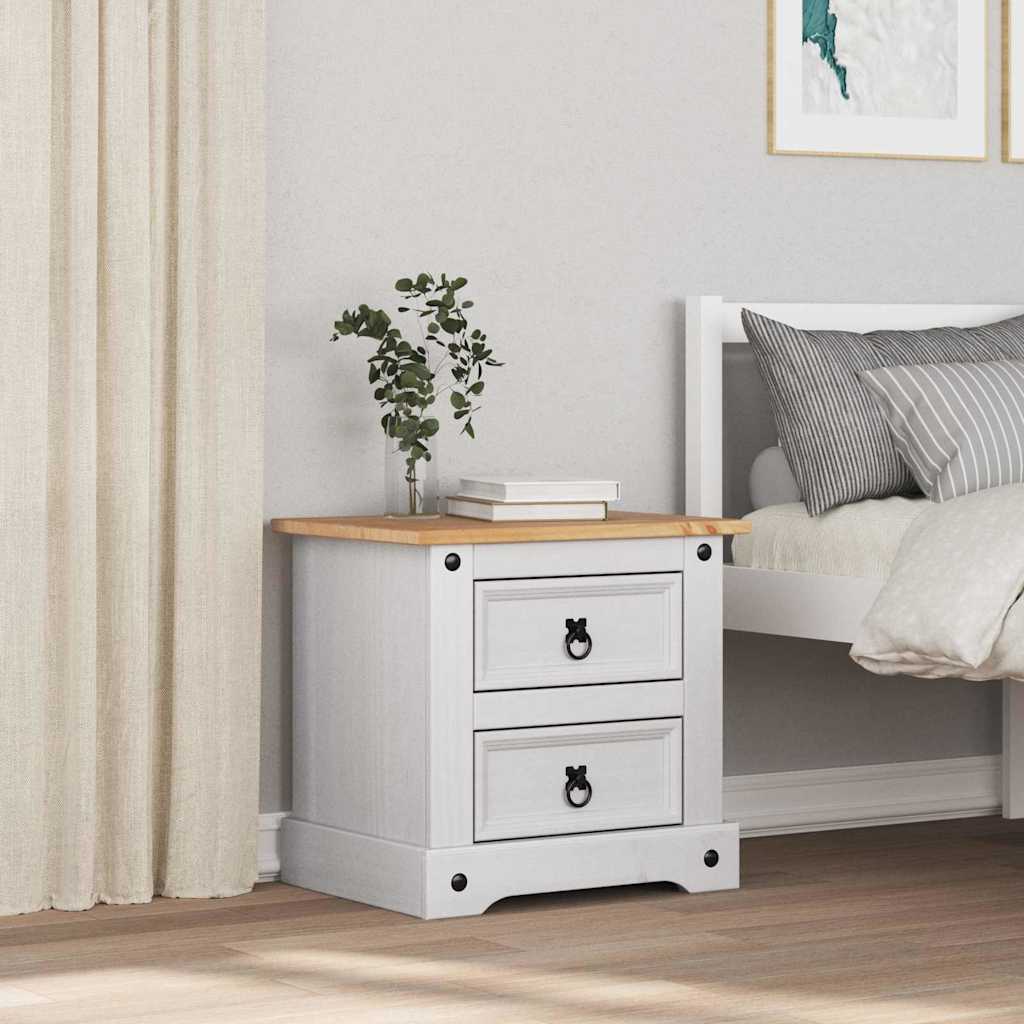 Table de chevet avec tiroir Blanc 53 x 39 x 47 cm Pin massif - XIOS