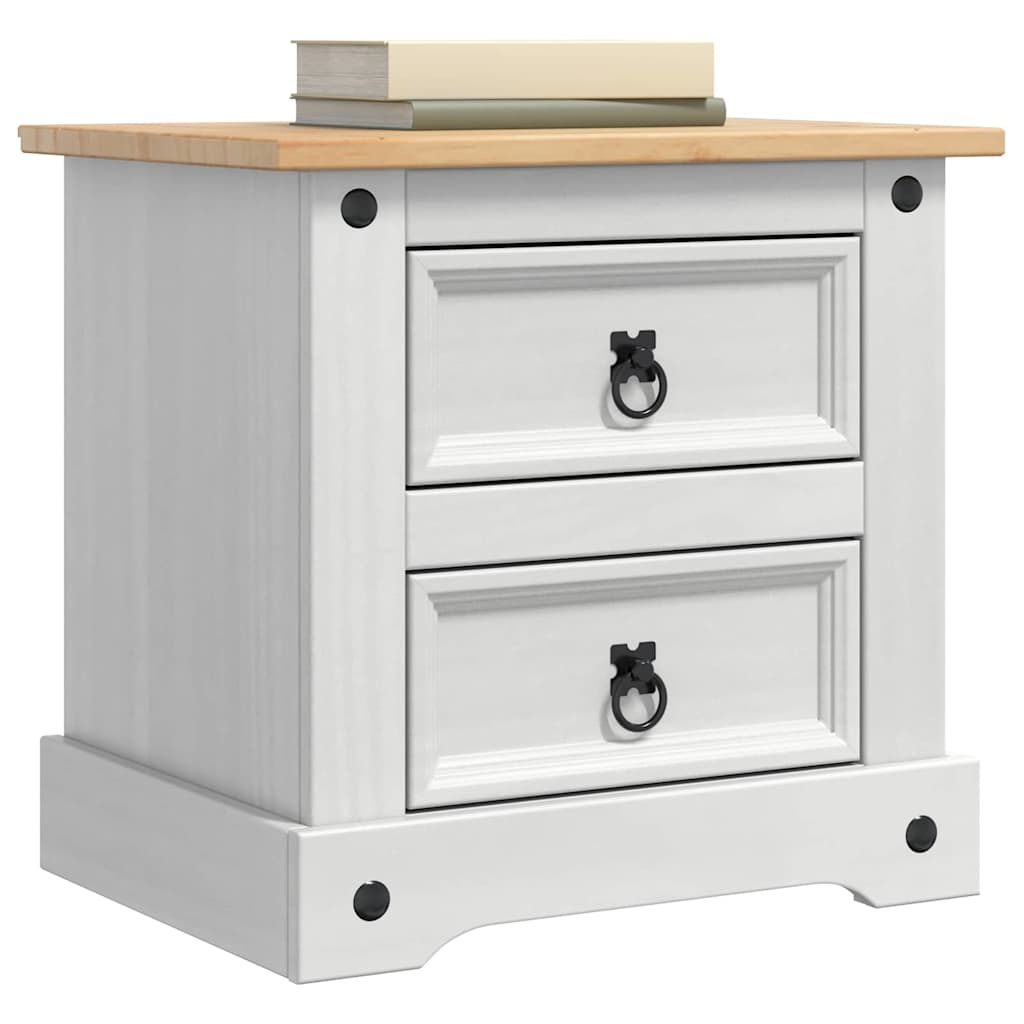 Table de chevet avec tiroir Blanc 53 x 39 x 47 cm Pin massif - XIOS