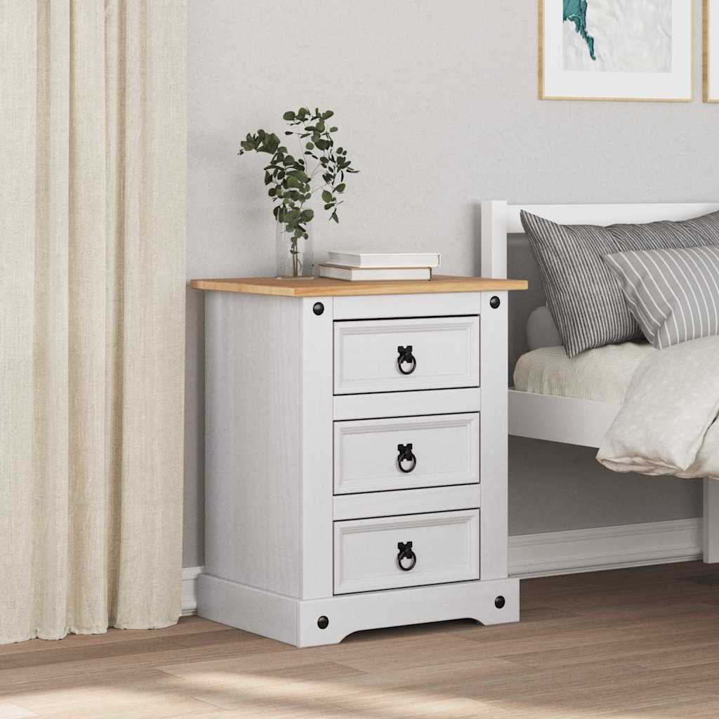 Table de chevet avec tiroir Blanc 53 x 39 x 66 cm Pin massif - XIOS