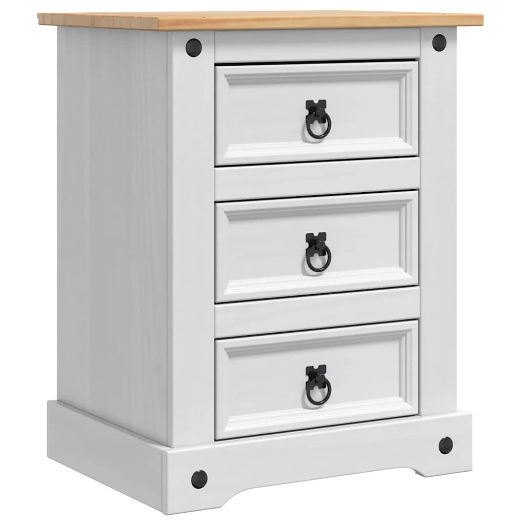 Table de chevet avec tiroir Blanc 53 x 39 x 66 cm Pin massif - XIOS