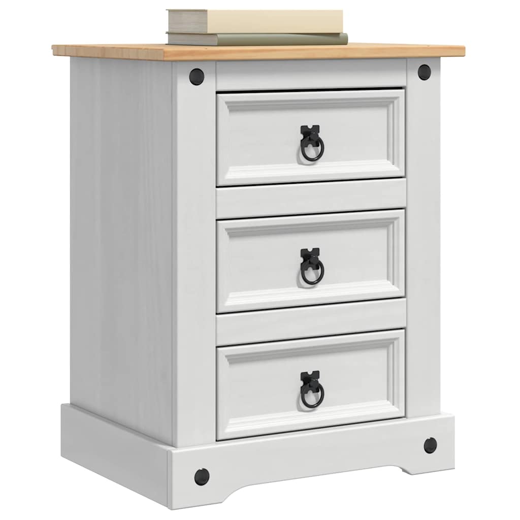 Table de chevet avec tiroir Blanc 53 x 39 x 66 cm Pin massif - XIOS