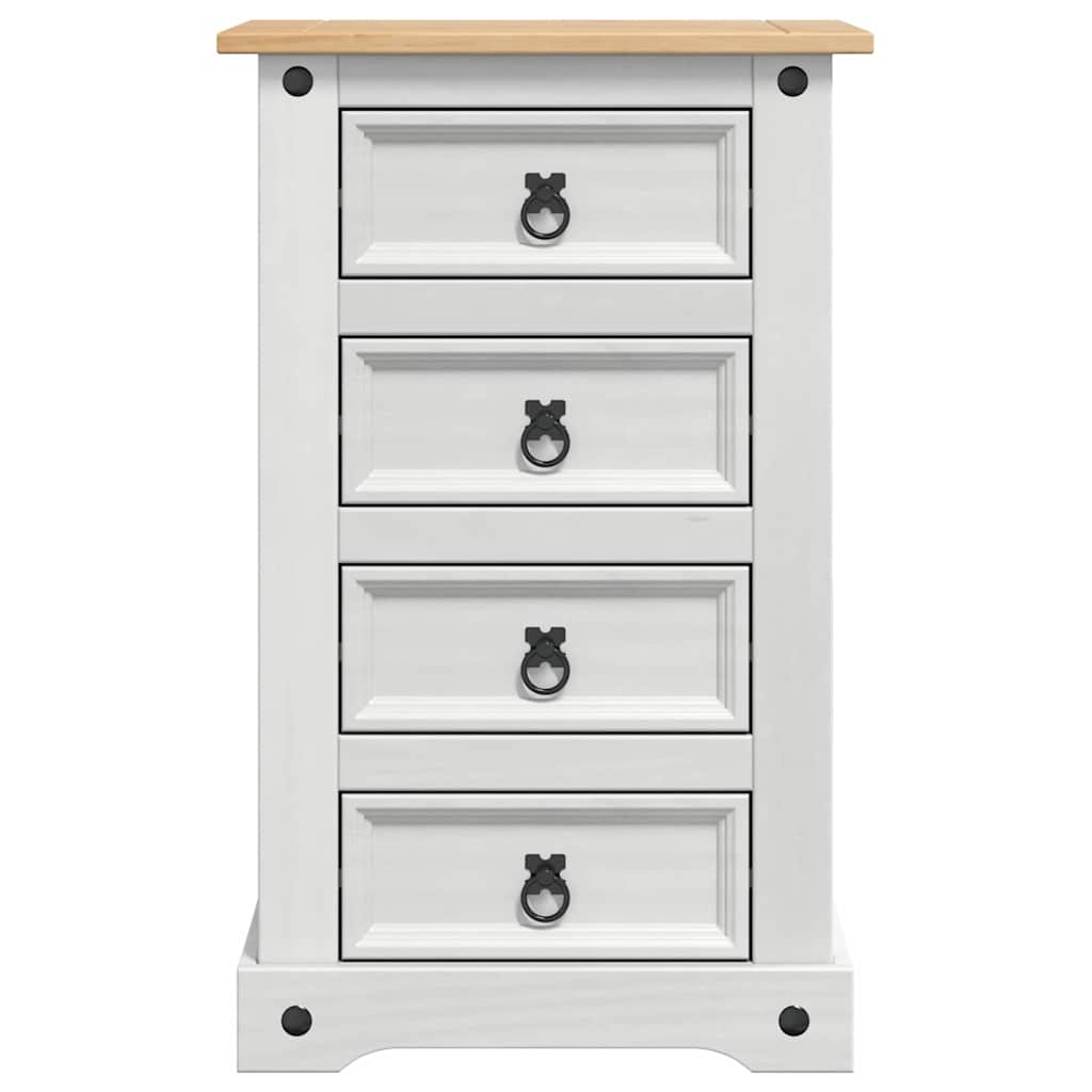 Table de chevet avec tiroir Blanc 53 x 39 x 84 cm Pin massif - XIOS