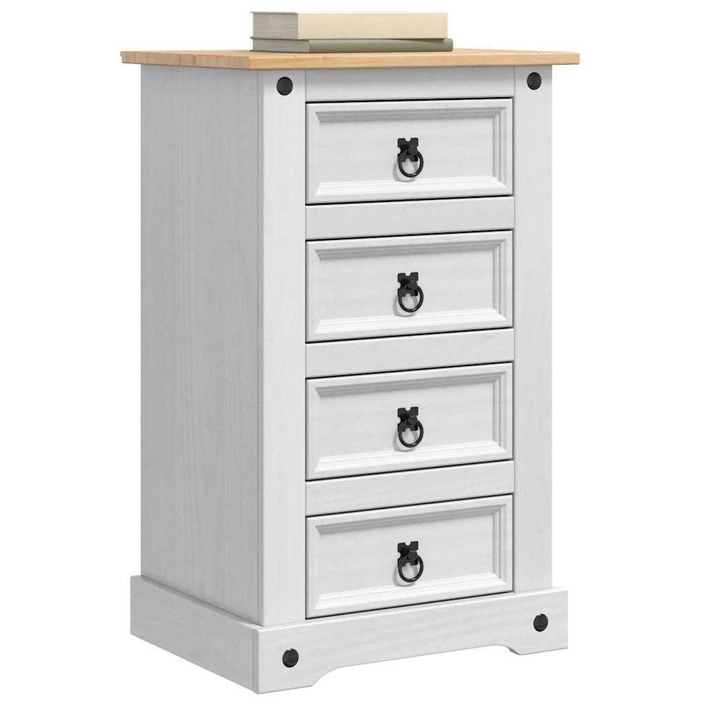 Table de chevet avec tiroir Blanc 53 x 39 x 84 cm Pin massif - XIOS