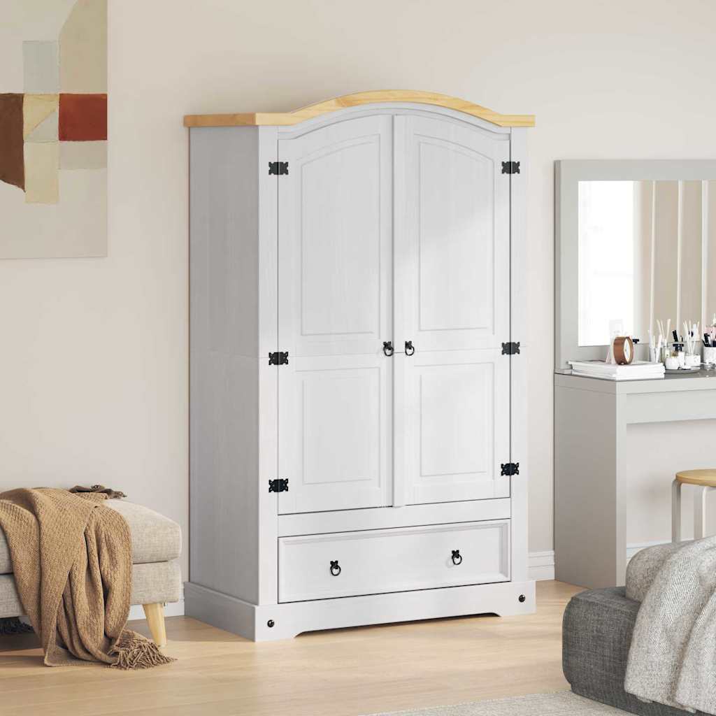 Armoire avec tiroir Corona Blanc 101 x 52 x 170 cm Pin massif - XIOS