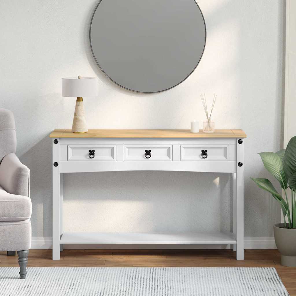 Table d'appoint avec tiroir Blanc 114 x 34,5 x 73 cm Pin massif - XIOS