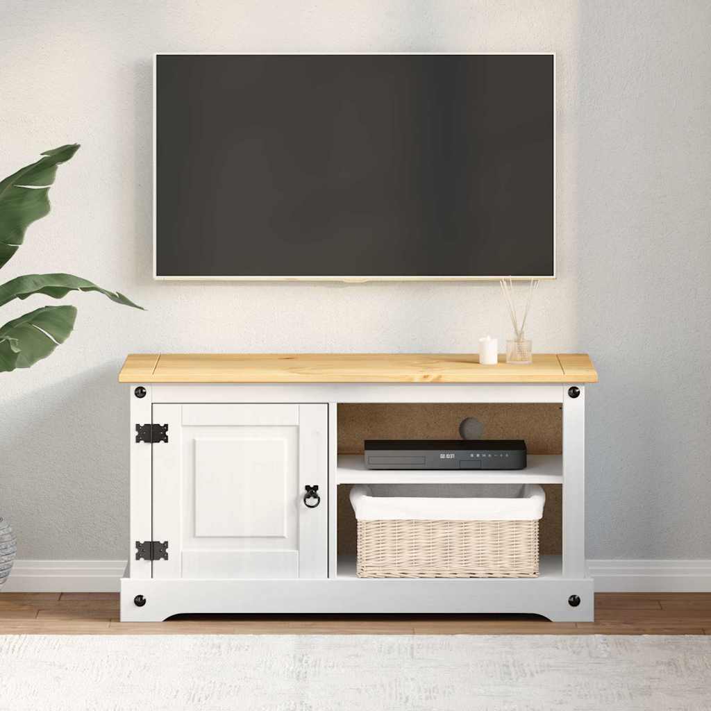 Meuble TV Corona Blanc 100 x 40 x 52 cm Pin massif - XIOS