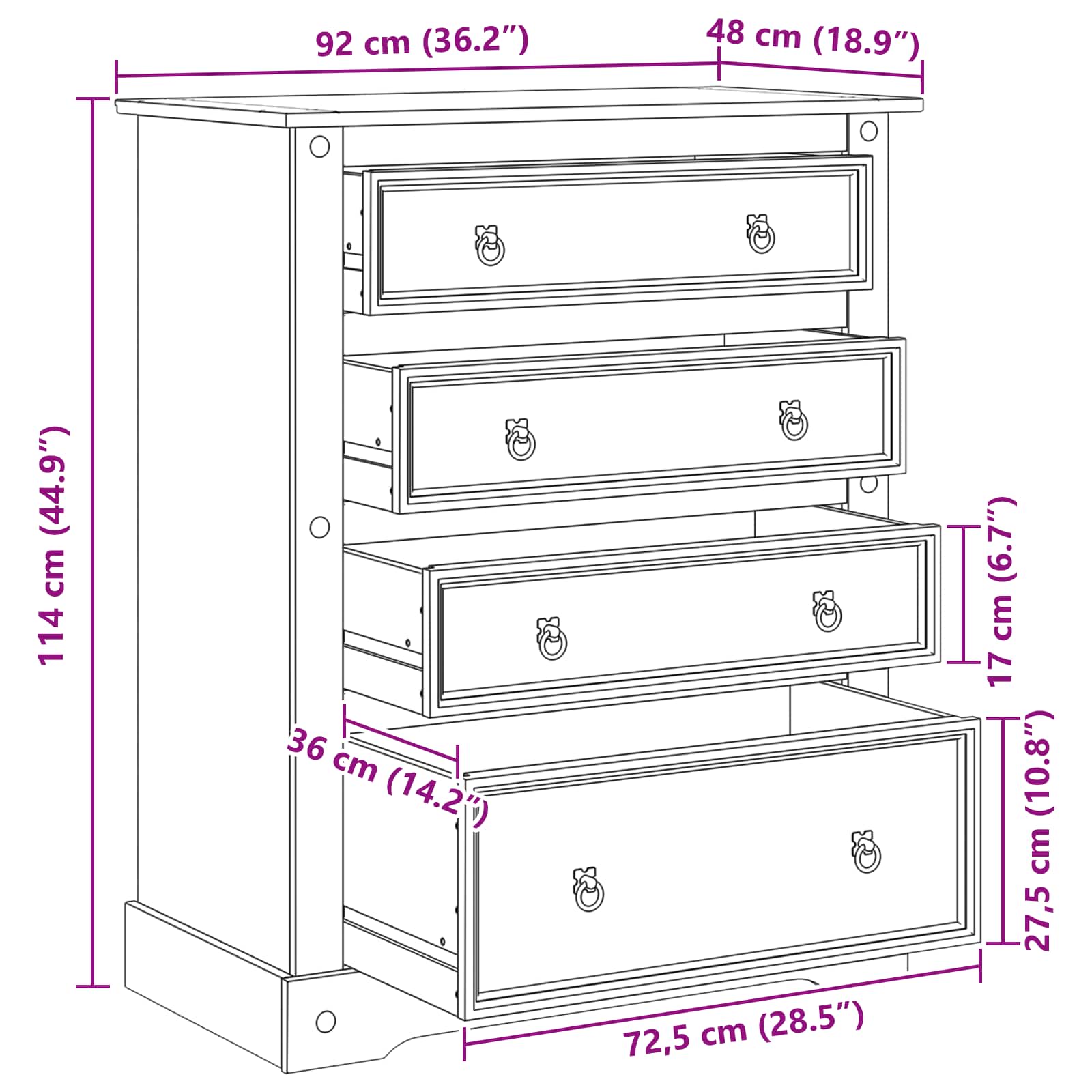 Coffres de rangement avec tiroir Corona Blanc 92 x 48 x 114 cm