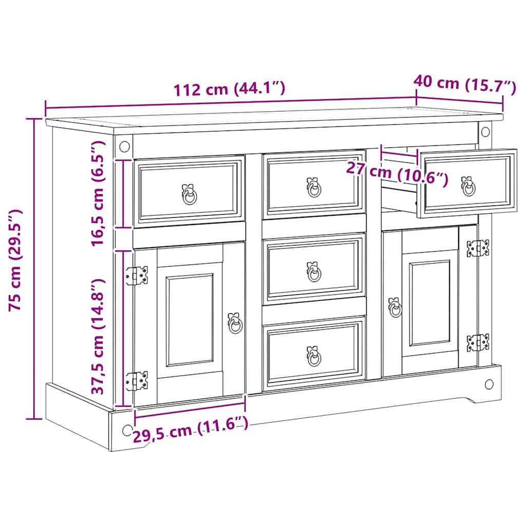 Coffres de rangement Corona Blanc 112 x 40 x 75 cm Pin massif - XIOS