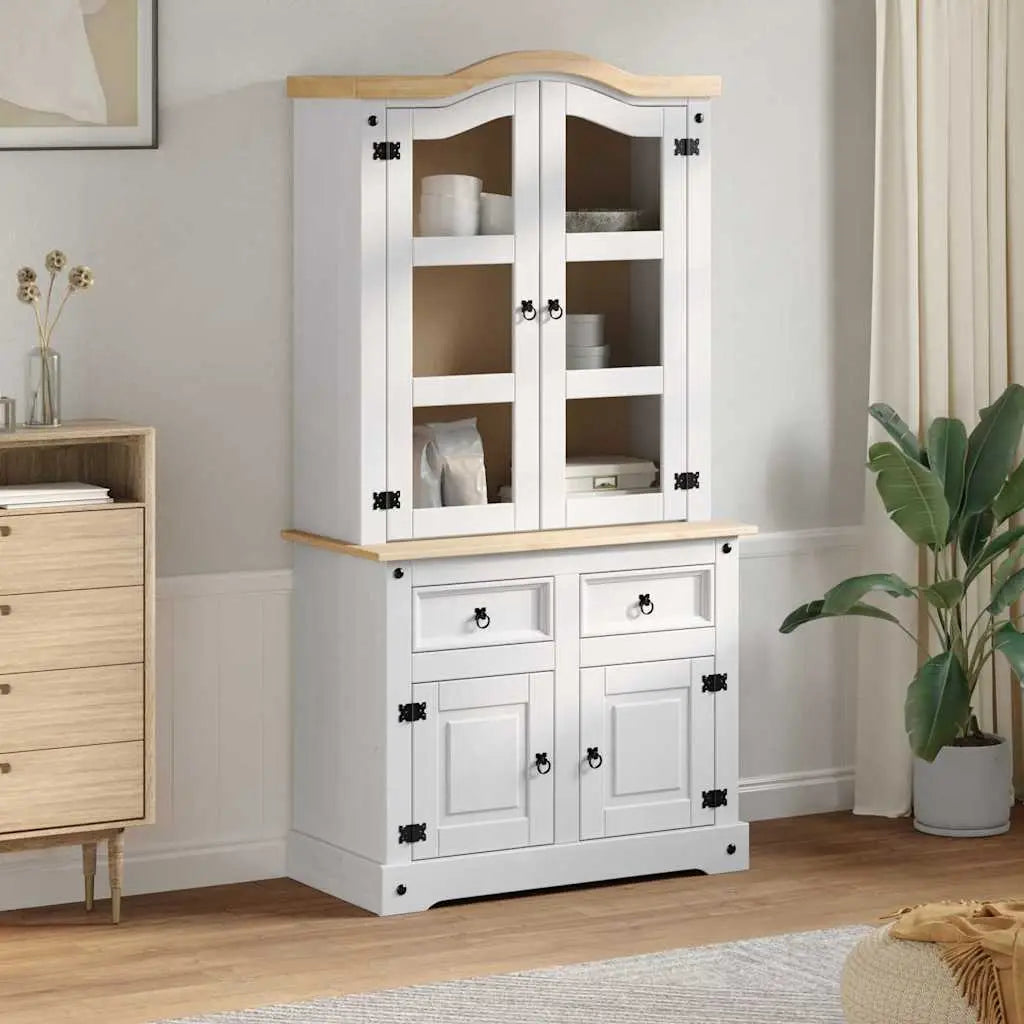 Buffet CORONA Blanc 100 x 48,5 x 179 cm Pin massif - XIOS
